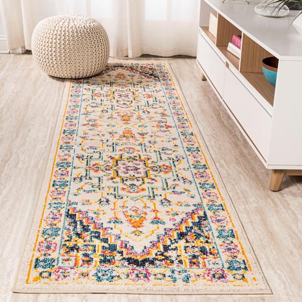 Brooklyn Geometric Medallion Beige/Ivory 2 ft. x 8 ft. Runner Rug
