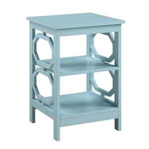 Omega 15.75 in. W x 23.75 in. H Seafoam Square Wood End Table with Shelves