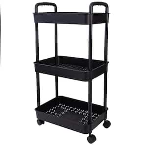 3-Tier Rolling Basket Cart in Black