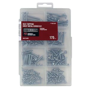 175-Piece Zinc-Plated Self-Tapping Sheet Metal Screw Kit