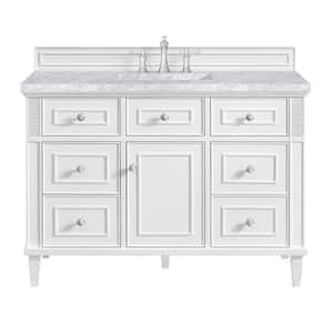 Lorelai 48.0 in. W x 23.5 in. D x 34.06 in. H Bathroom Vanity in Bright White with Carrara White Marble Top