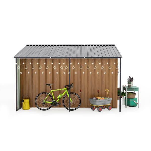 Clihome 10 ft. W x 12 ft. D Metal Storage Shed with Ramp Sliding