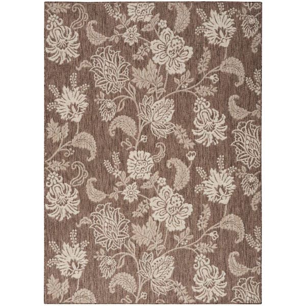 Nourison Garden Oasis Mocha 4 ft. x 6 ft. Nature-inspired Contemporary Area Rug