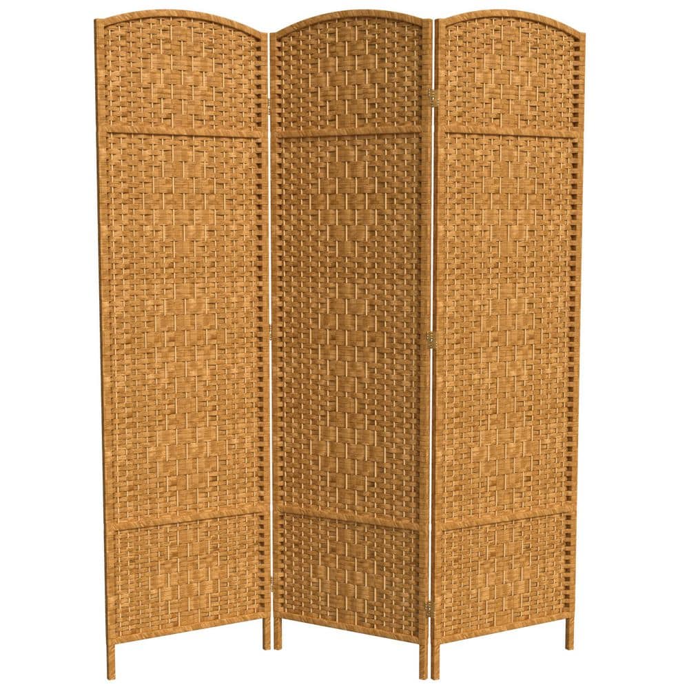 73" Tall Light Brown Fiber 3 Panel Room Divider