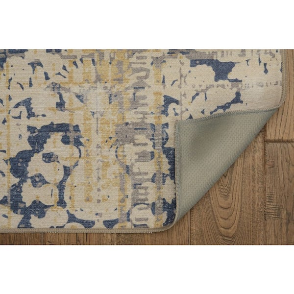 Ocala Navy and Sand 7 ft. x 9 ft. Washable Polyester Indoor/Outdoor Area Rug