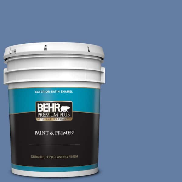 BEHR PREMIUM PLUS 5 gal. #600D-6 Blueberry Patch Satin Enamel Exterior Paint & Primer