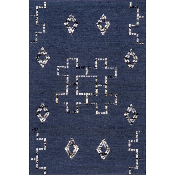 nuLOOM Jacki Hand Woven Bohemian Jute Area Rug Navy 5' ft. x 8' ft. Area Rug