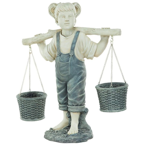 Design Toscano 31.5 in. H Flowers for Felicity Little Girl Garden Large Statue