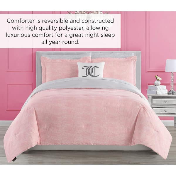 Juicy Couture Texture Pink/Grey 6-Piece Comforter Set - Twin