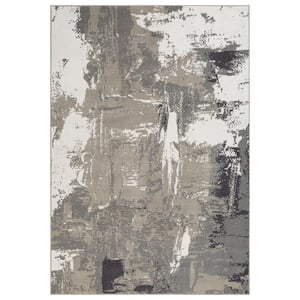 Alpine Ehra Ivory 1 ft. 10 in. x 2 ft. 11 in. Abstract Polypropylene Area Rug