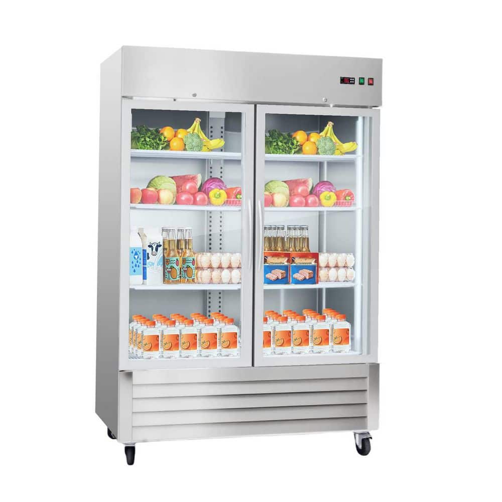 Commercial Refrigerator 44 cu.ft, 54.02 in. Reach-In Upright Refrigerator, 2-Doors Auto-Defrost Stainless Steel Silver