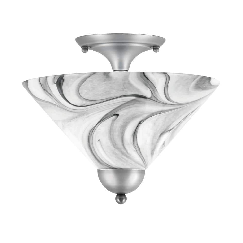 Bristol 12 in. 2-Light Nickel Transitional Semi-Flush Mount with 12 in. Ony