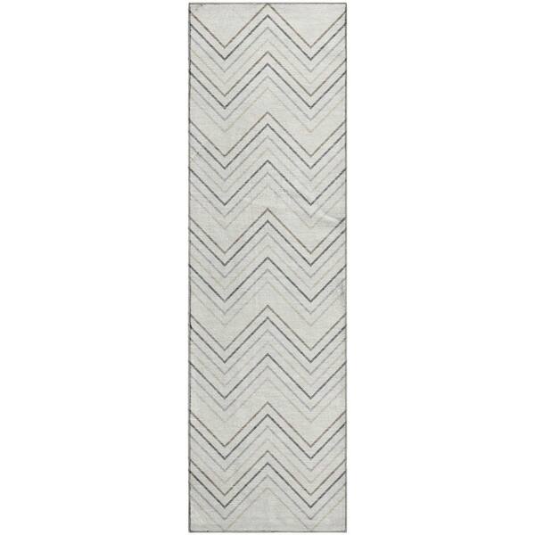 Mayfield Premium Machine Washable Abstract AMF2391 Ivory 2 ft. x 7 ft. Runner Rug