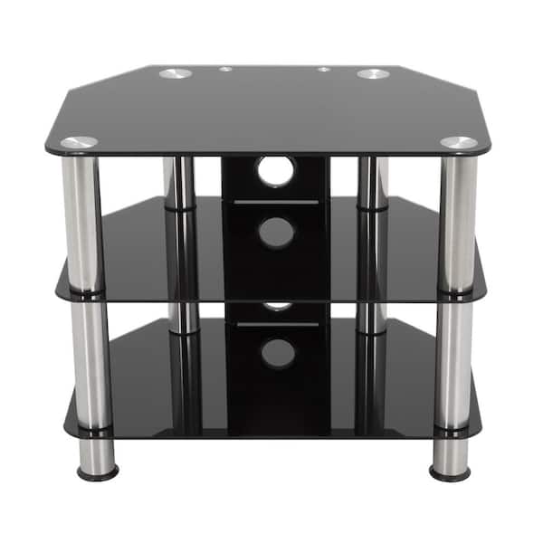 AVF SDC600CM-A TV Stand with Cable Management for up to 32 in. TVs Black Glass, Chrome Legs