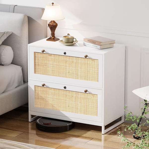 2 Drawers White Engineered Wood 29.53 in. W Lateral File Cabinet
