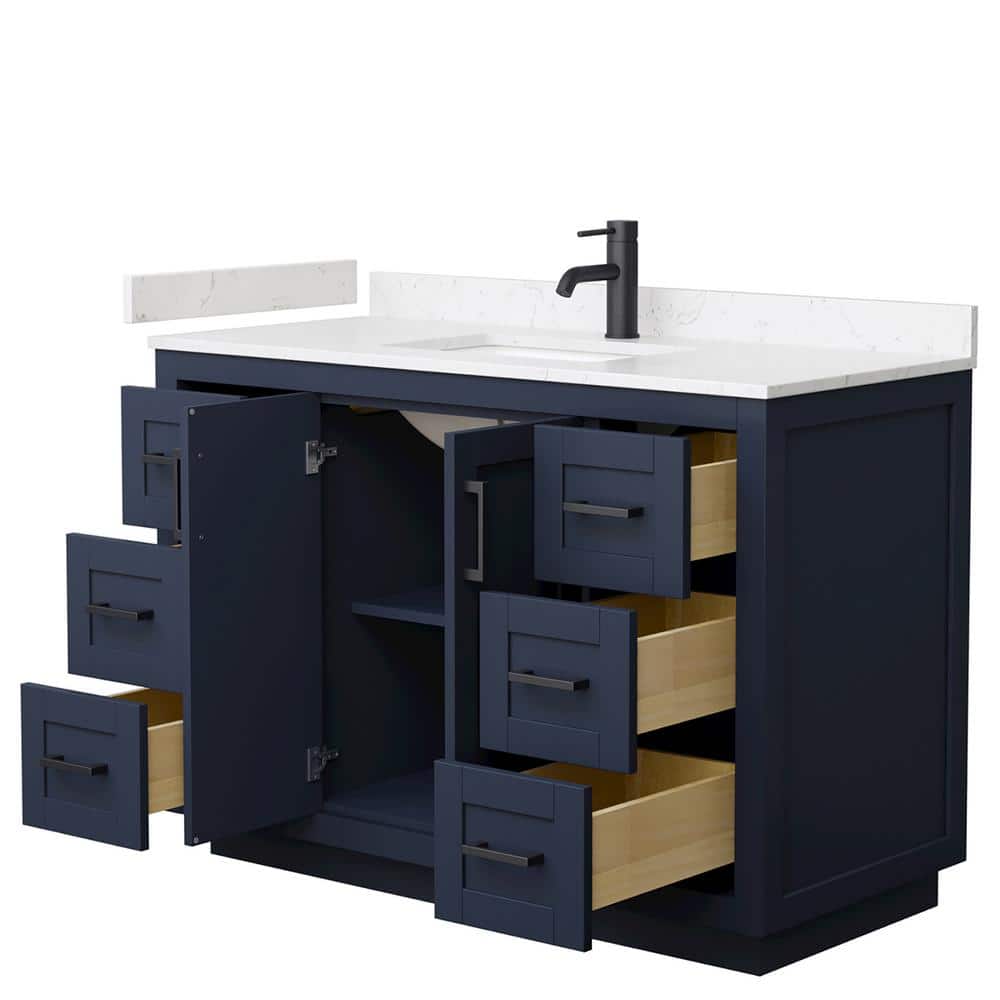 Miranda 48" Blue/Black Marble & Wood Single Bathroom Vanity