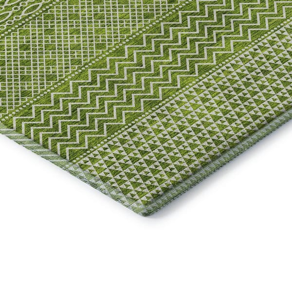 Mayfield Premium Machine Washable Abstract AMF939 Lime 8 ft. x 10 ft. Area Rug