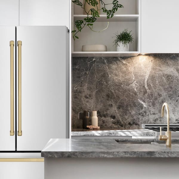 Autograph Edition 36 in. 4-Door French Door Refrigerator with Internal Ice Maker in Stainless Steel & Champagne Bronze