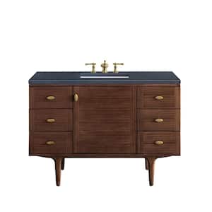 Amberly 48.0 in. W x 23.5 in. D x 34.7 in. H Bathroom Vanity in Mid-Century Walnut with Charcoal Soapstone Quartz Top