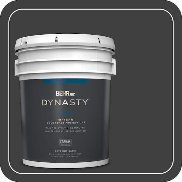 BEHR DYNASTY 5 gal. Black Satin Enamel Exterior Stain-Blocking Paint & Primer