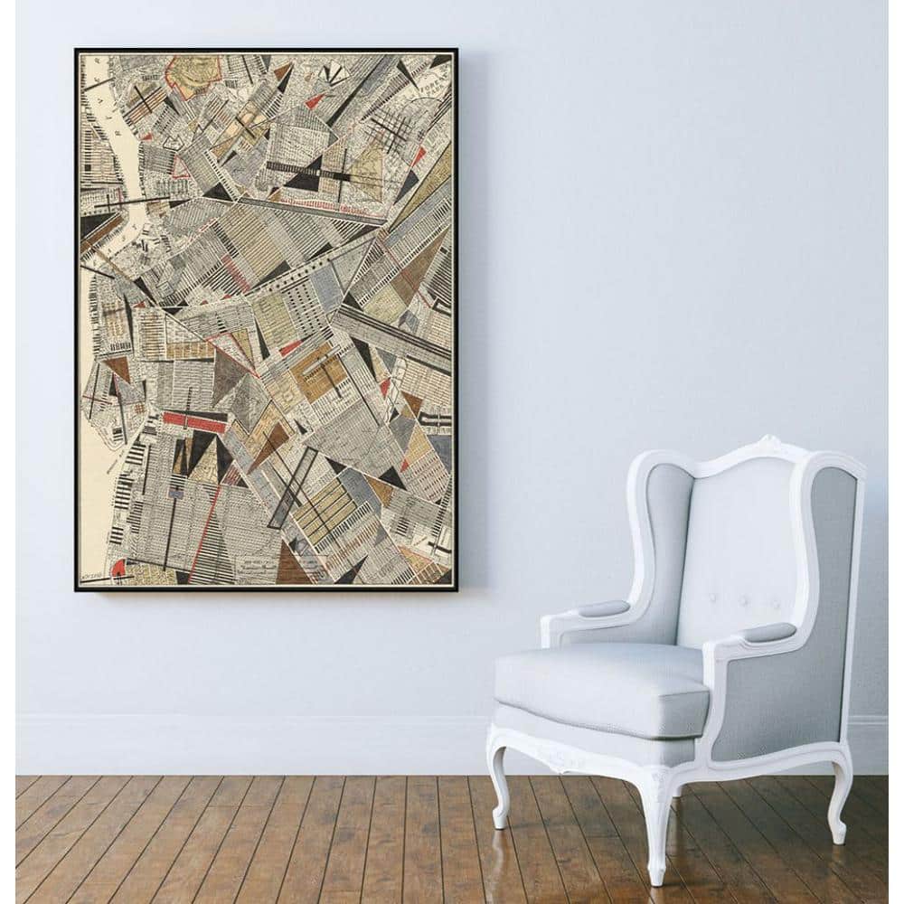 30 in. x 40 in. Modern Map of Brooklyn by Nikki Galapon Framed Wall Ar