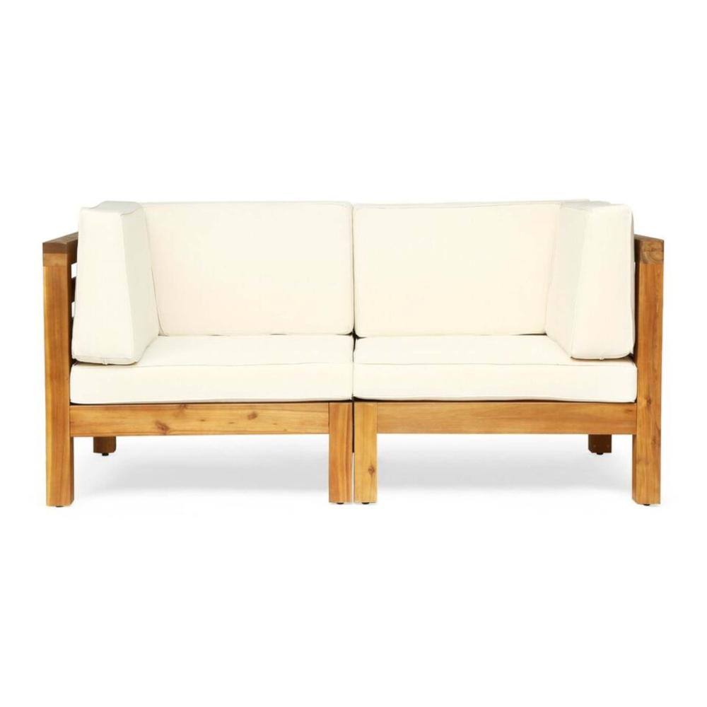 2-Piece Wood Loveseat Set with Beige Cushion price history on PriceWatchPro
