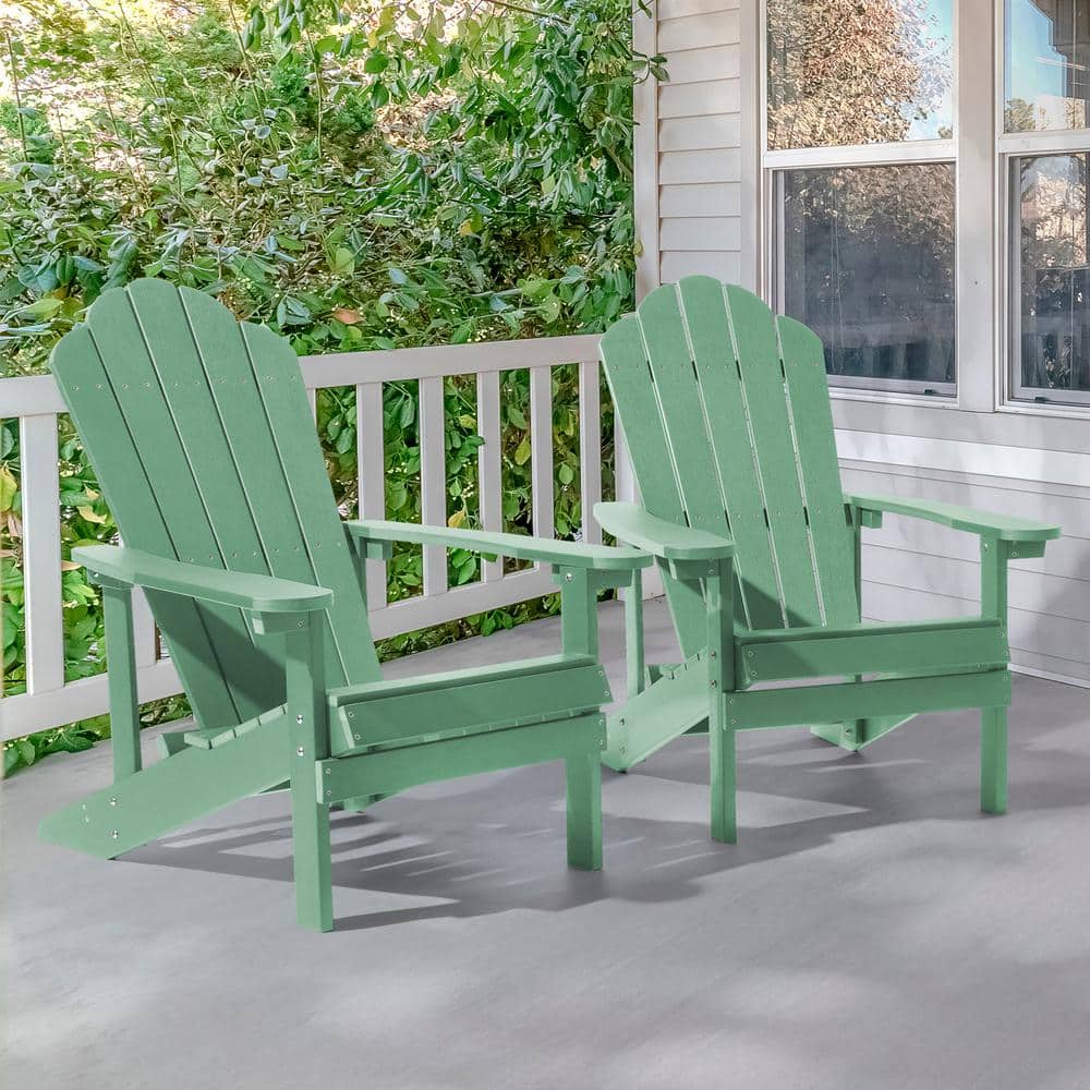 JOYESERY Dark Green HIPS Plastic Weather Resistant Adirondack Chair for Outdoors 2 Pack J ADC 41 DG 2 The Home Depot