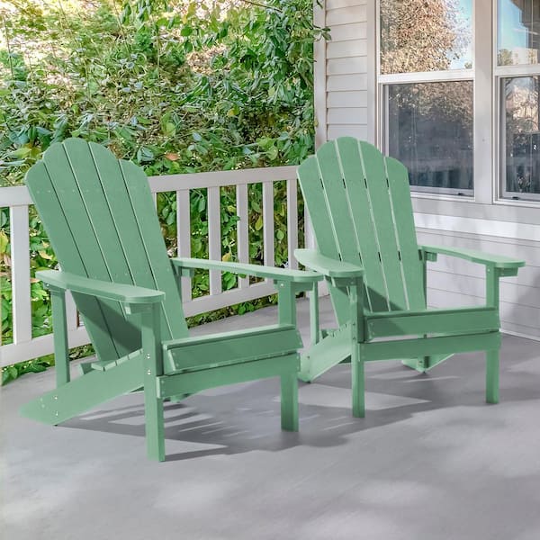 JOYESERY Dark Green HIPS Plastic Weather Resistant Adirondack Chair for Outdoors (2-Pack)