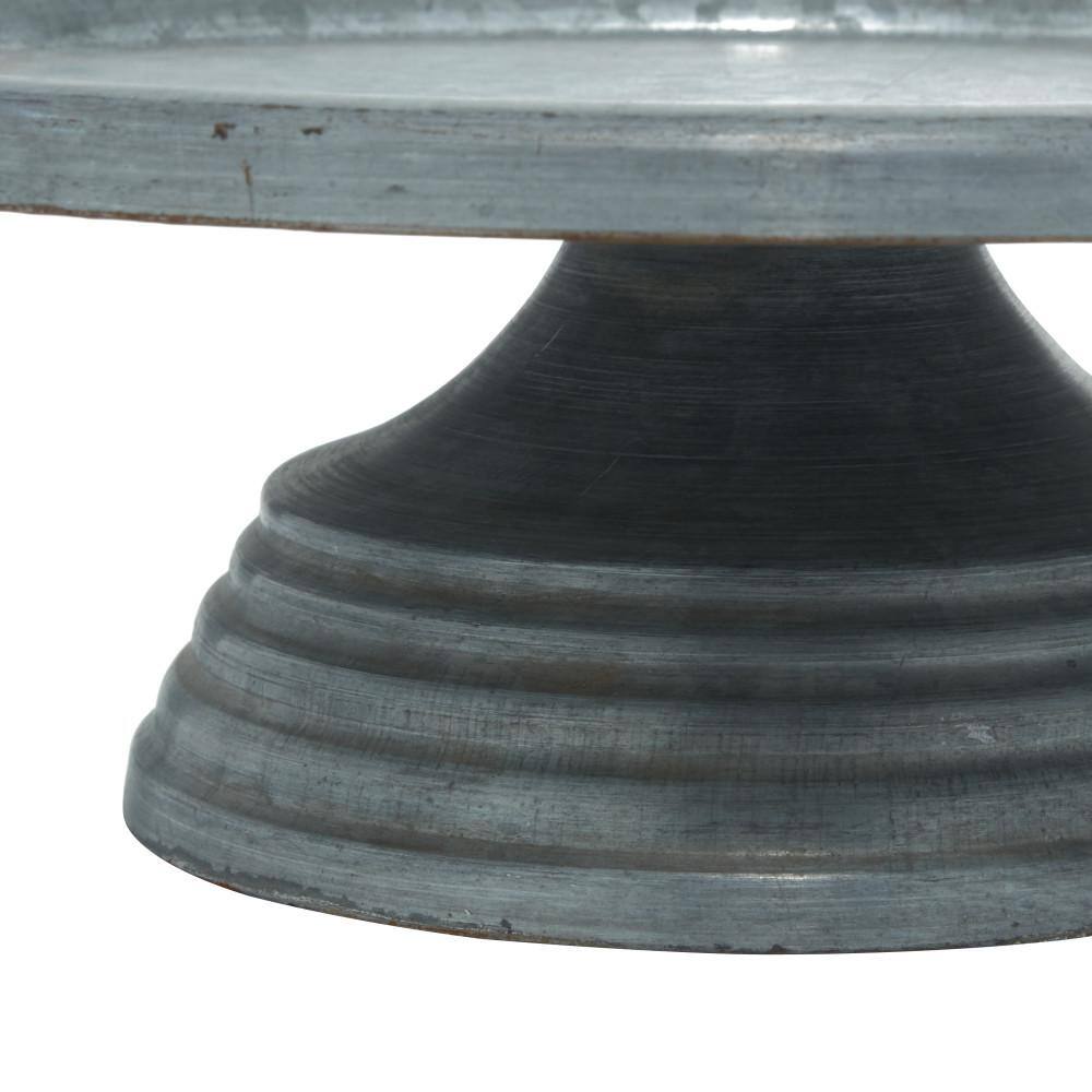 Gray Galvanized Metal Decorative Cake Stand, 14"