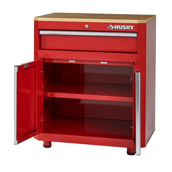 Ready-to-Assemble 28 in. W x 32.8 in. H x 18.3 in. D 24-Gauge 1-Shelf Steel Freestanding Cabinet in Red