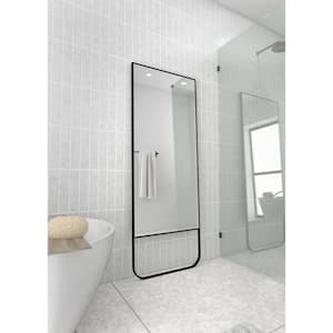 Leaner Dressing 24 in. W x 67 in. H Stainless Steel Framed Single Bathroom Vanity Mirror in Black