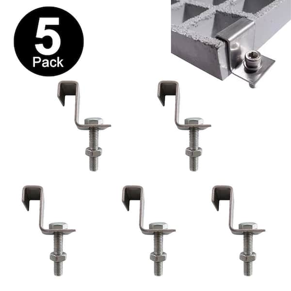 Stainless Steel L-Clamp，Grating Clip, Connector, for 1 in. Height Grating, 5-pack