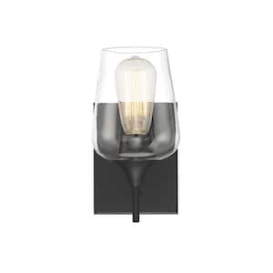 Octave 4.87 in. W x 9.5 in. H 1-Light Matte Black Wall Sconce with Clear Glass Shade