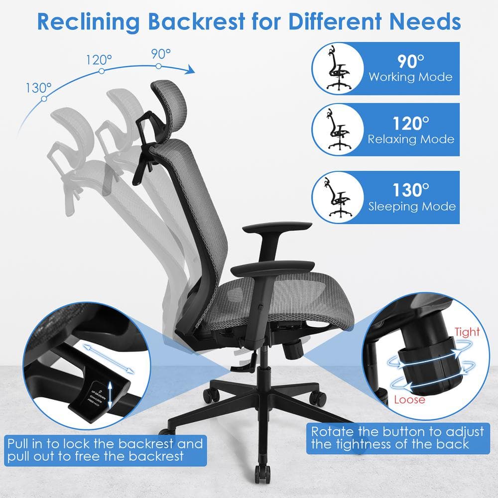 ErgoFlex High-Back Black Mesh Executive Swivel Chair with Adjustable Arms