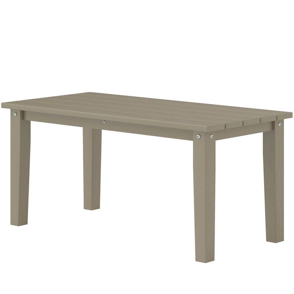 HDPE Outdoor Coffee Table, All-Weather Rectangle Patio Coffee Table, Plasti