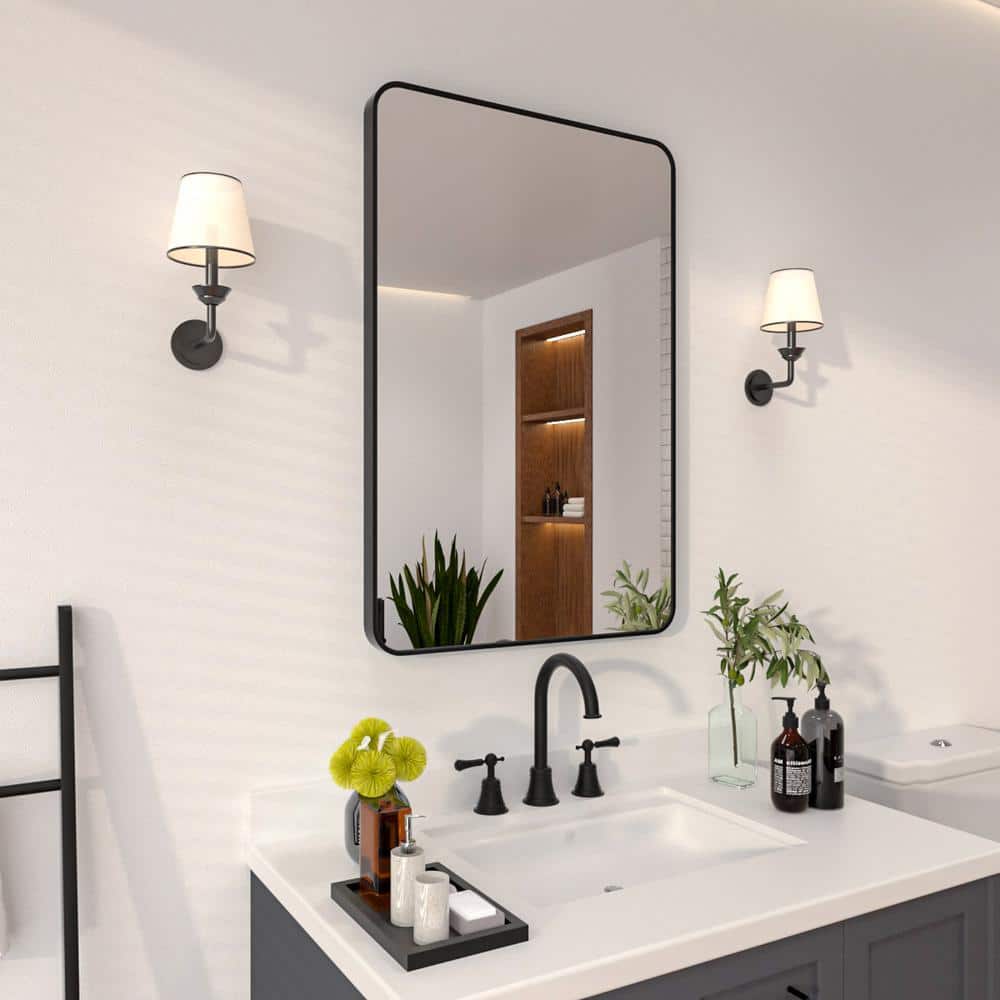 Niveal 24'' x 36'' Silver and Gold Rectangular Bathroom Mirror
