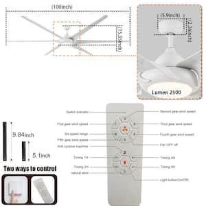 100 in. LED Indoor White Smart Ceiling Fan with Remote