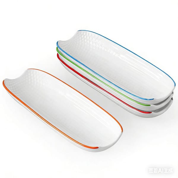 4-Piece Oval Ceramic Corn Dish Set with Non-Slip Bottom and Kernel Design