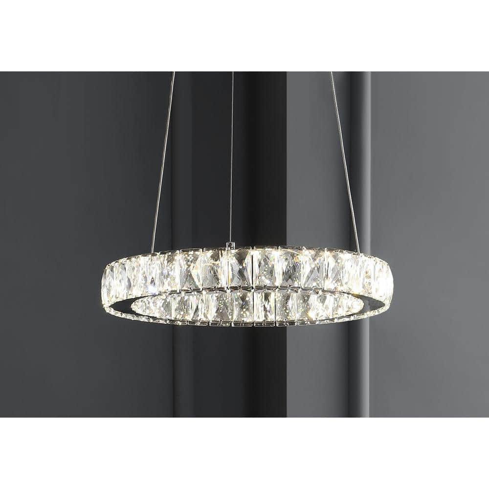 Elegant Chrome Crystal Ring LED Chandelier 15.75" Flush Mount