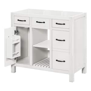 35.51 in. W x 17.87 in. D x 32.99 in. H Bath Vanity Cabinet without Top in White with 2-Doors and 2-Drawers