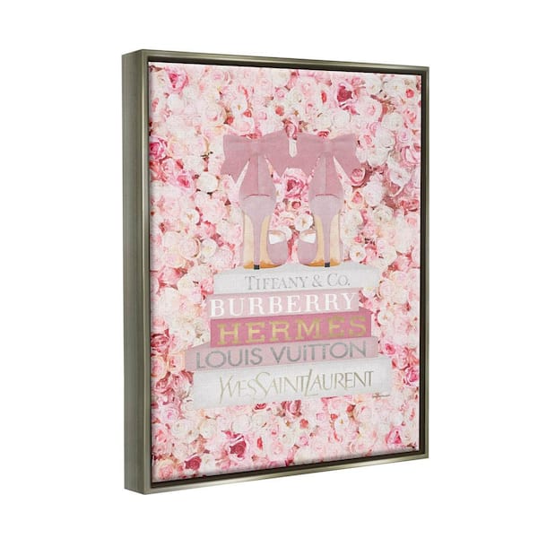 Pink Fashion Heals with Glam Books and Rose Details Canvas Wall Art by Amanda Greenwood Rosdorf Park Frame Color: Black Framed, Size: 31 H x 25 W x