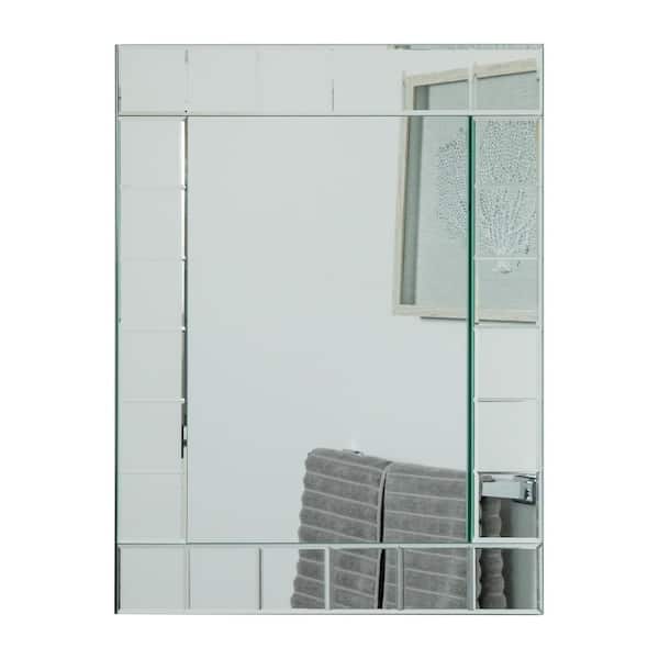 Decor Wonderland 24 in. W x 32 in. H Rectangular Beveled Edge Frameless Wall Mount Bathroom Vanity Mirror in Silver