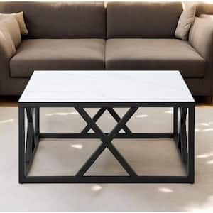 35 in. Black Square Wood Coffee Table