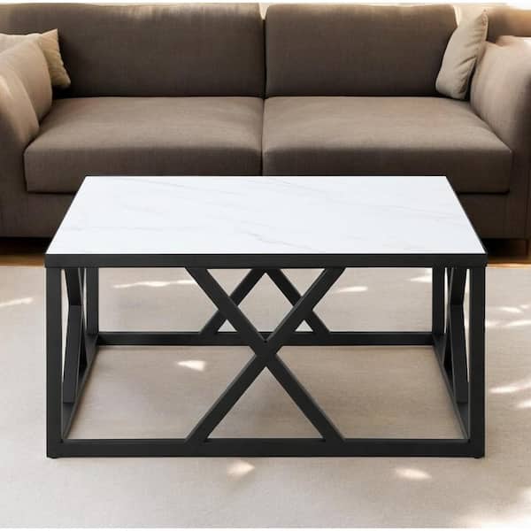 HomeRoots 35 in. Black Square Wood Coffee Table