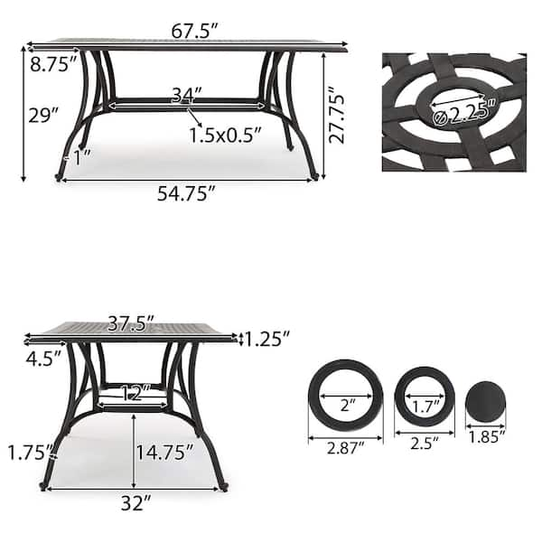 alfresco bronze rectangular aluminum outdoor dining table