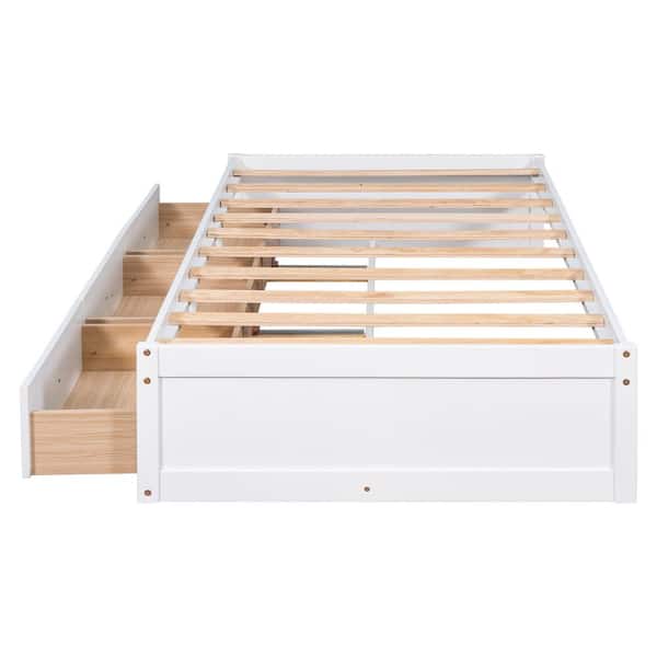 Harper & Bright Designs White Wood Frame Twin Size Platform