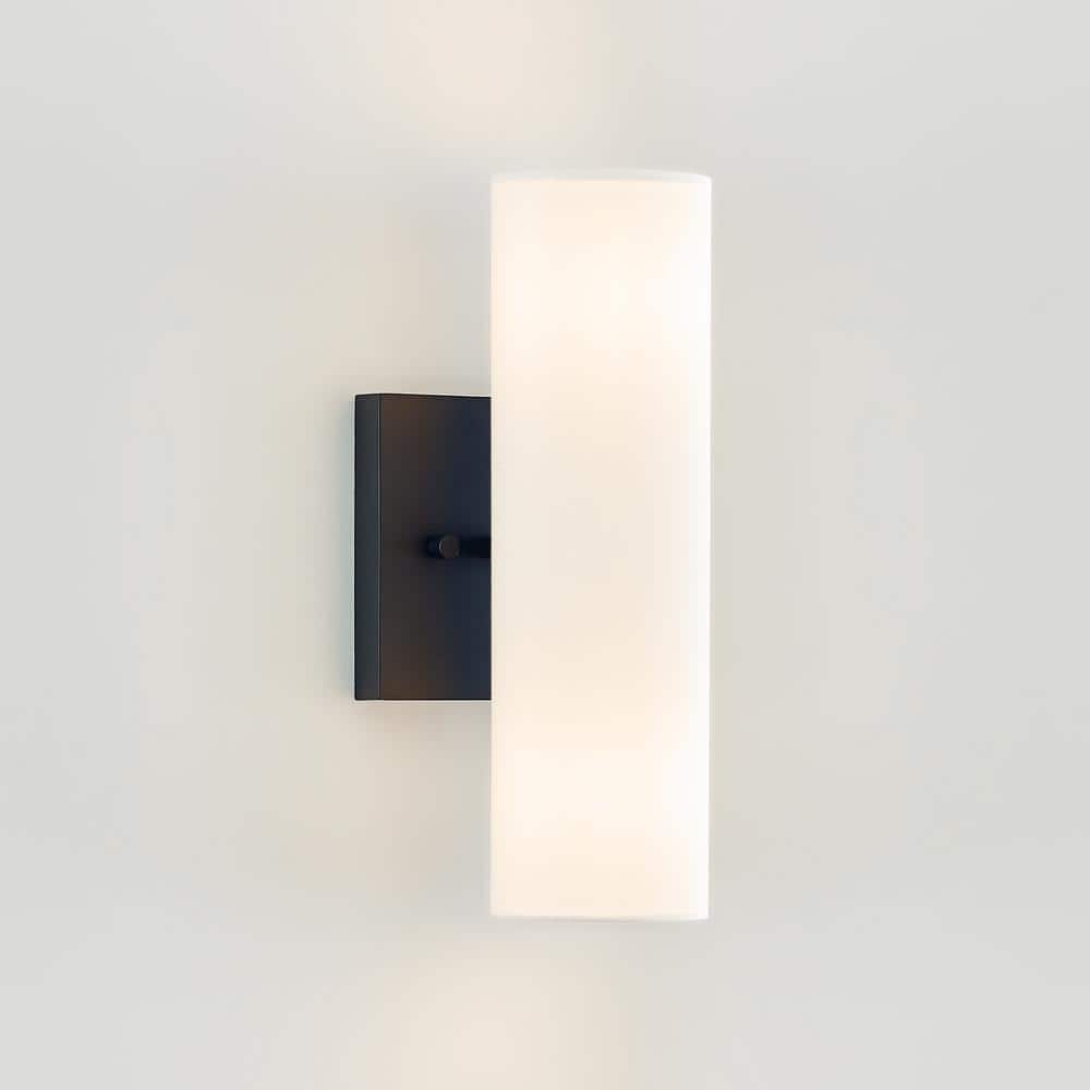 Capalino 12" White Cylinder Modern Vanity Sconce