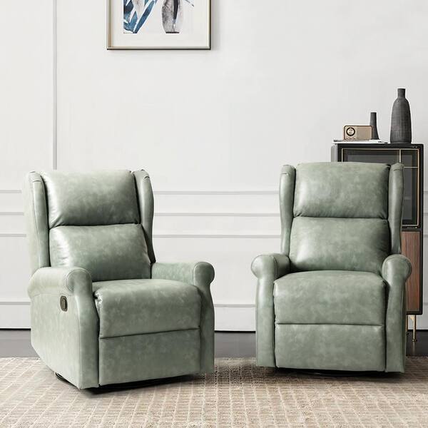 sage green leather recliner