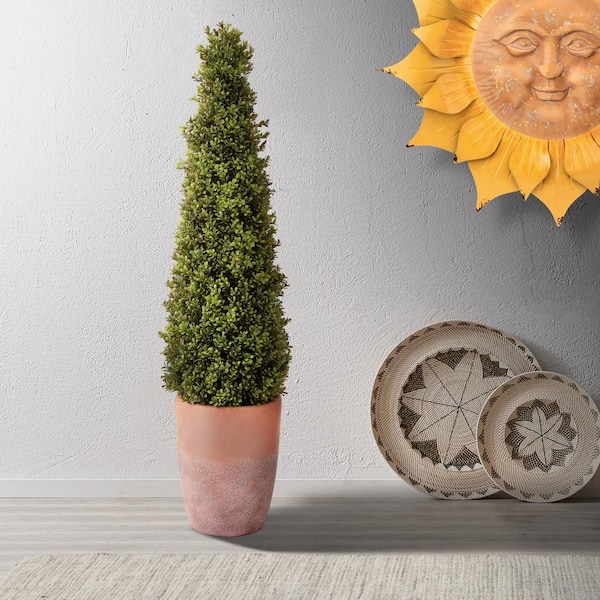 Regency International 48 in. Green Artificial Boxwood Topiary in Terracotta Pot