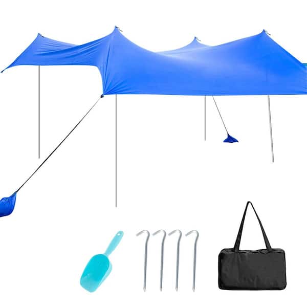 Costway 7 ft. x 7 ft. Blue Family Beach Tent Canopy UPF50 Plus with Storage Bag